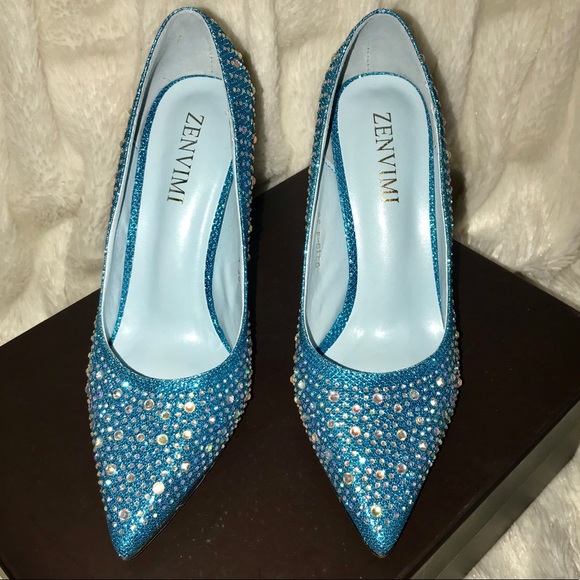 Crystal Covered Tiffany Blue Heels 